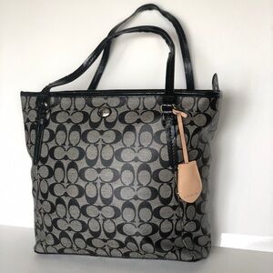 Coach Black Peyton Signature Tote